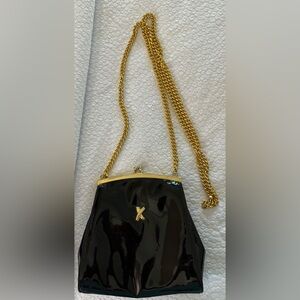 Vintage 80s Paloma Picasso, black patent leather chain bag